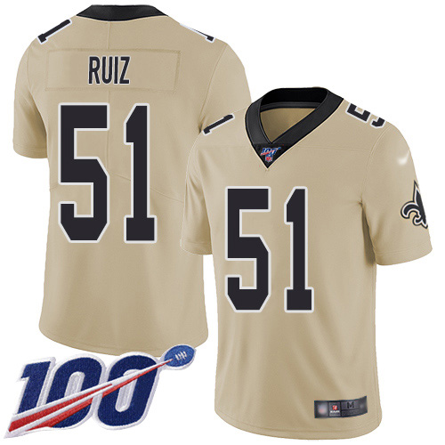 Nike Saints #51 Cesar Ruiz Gold Youth Stitched NFL Limited Inverted Legend 100th Season Jersey